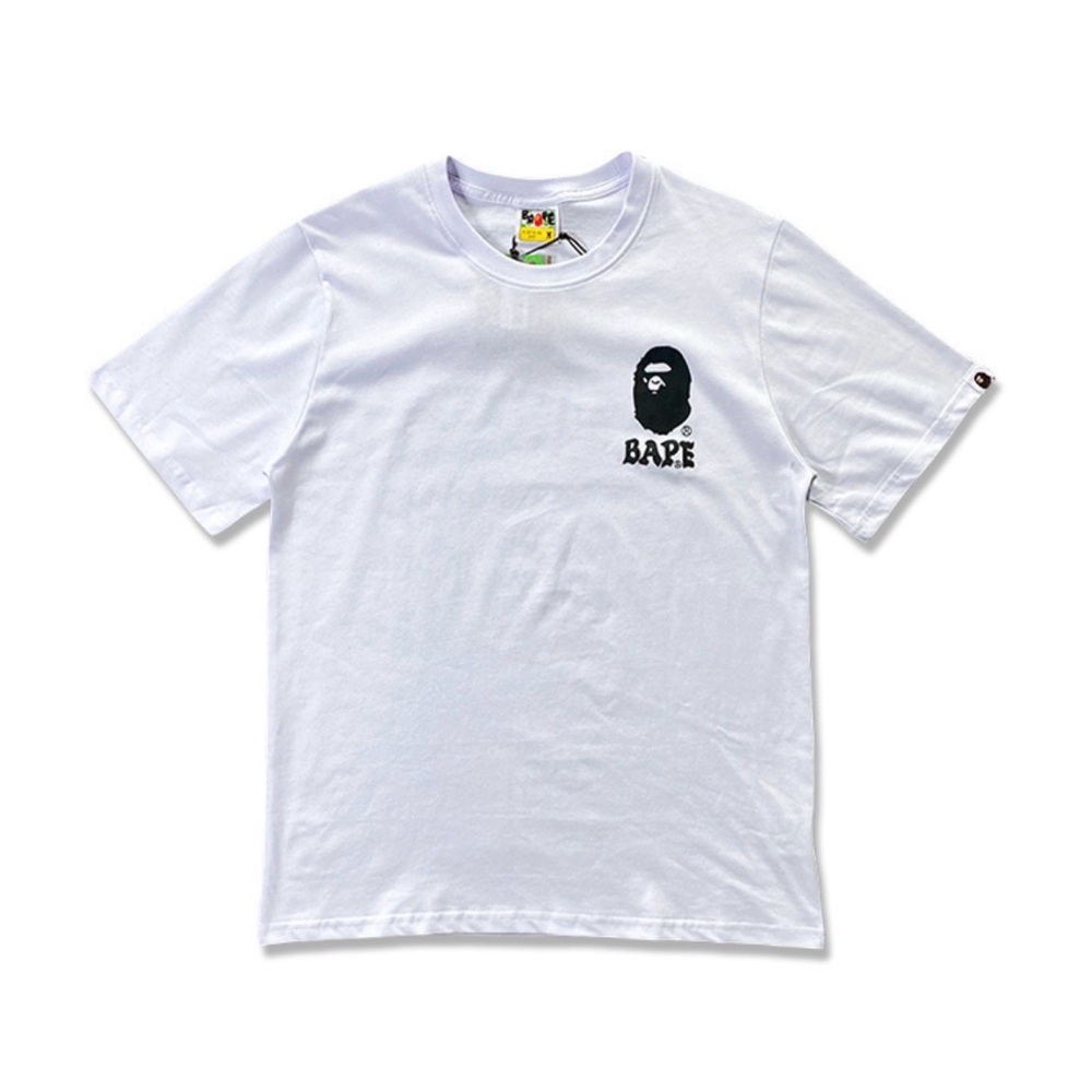 Bape White Short Sleeve Tee with Black Ape Head Logo